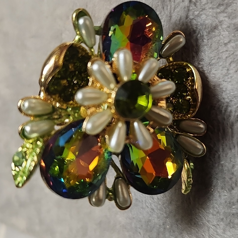 Iridescent Multicolor Crystal Statement Bracelet … - image 2